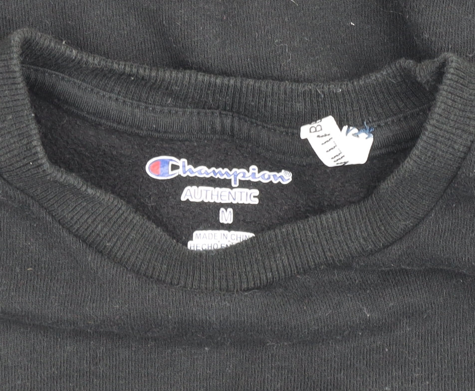 Champion Boys Black Fleece Pullover Sweatshirt M Logo Crew Neck
