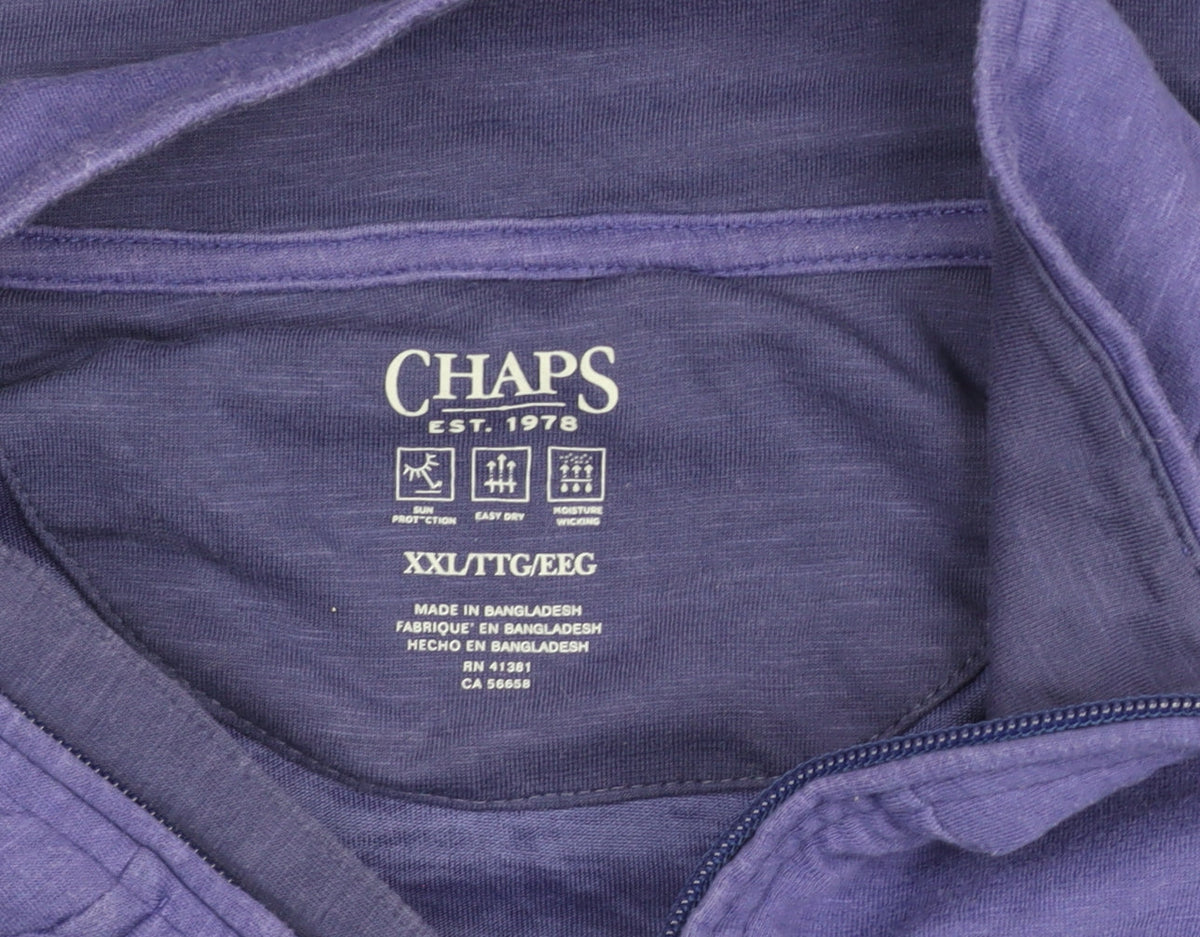 Chaps Men's Blue 2XL Colourblock 1/4 Zip Long Sleeve Top