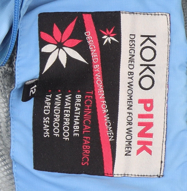Koko Pink Womens Blue Waterproof Hooded Parka Jacket Size 12