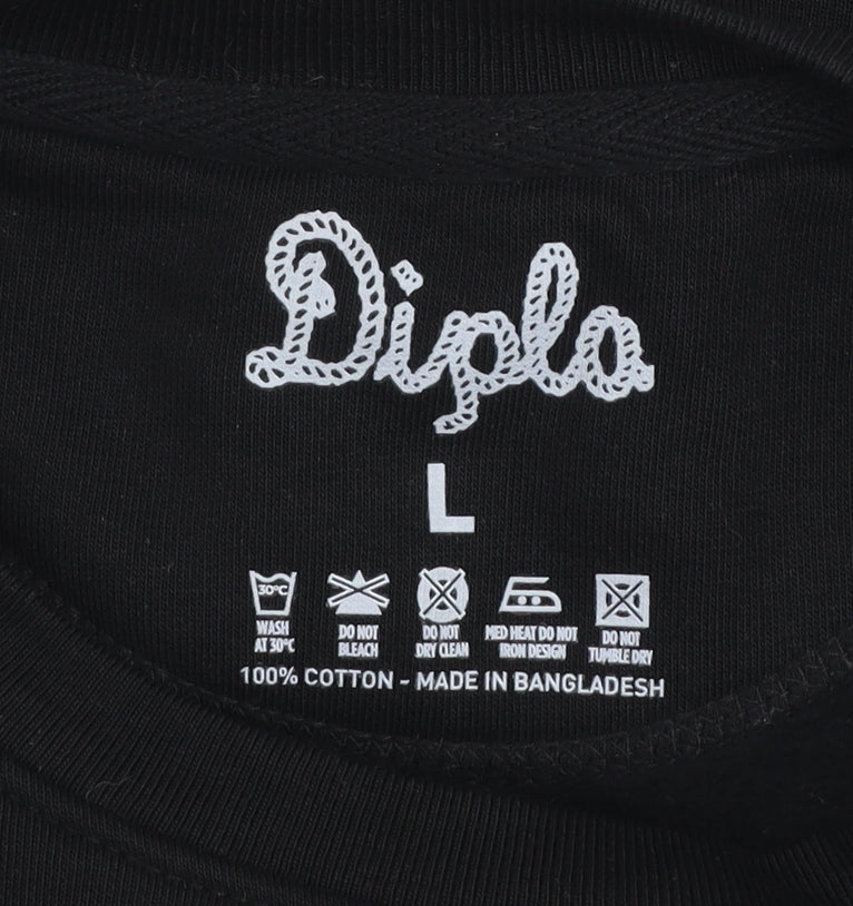 Diplo Men's Black Graphic Crew Neck Pullover Sweatshirt L