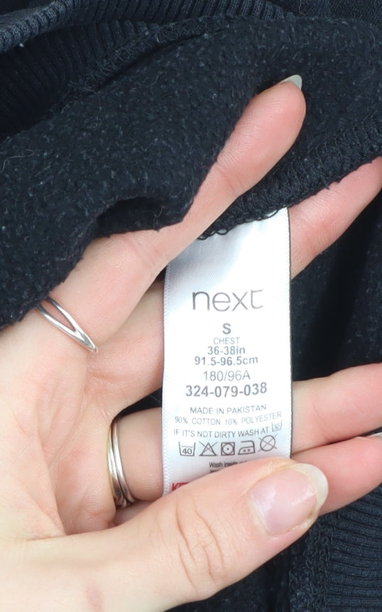 Next Men’s Black Small Zip Hoodie Jacket Cotton Blend