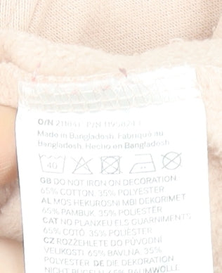 H&M Women Beige Paris Embroidered Pullover Sweatshirt XXS