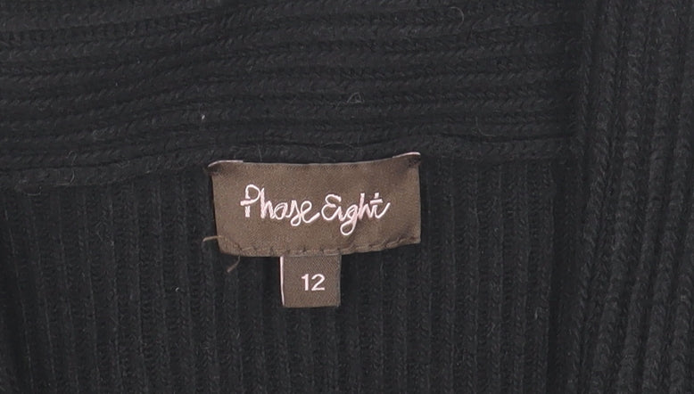 Phase Eight Womens Black Size 12 Long Sleeve Open Cardigan