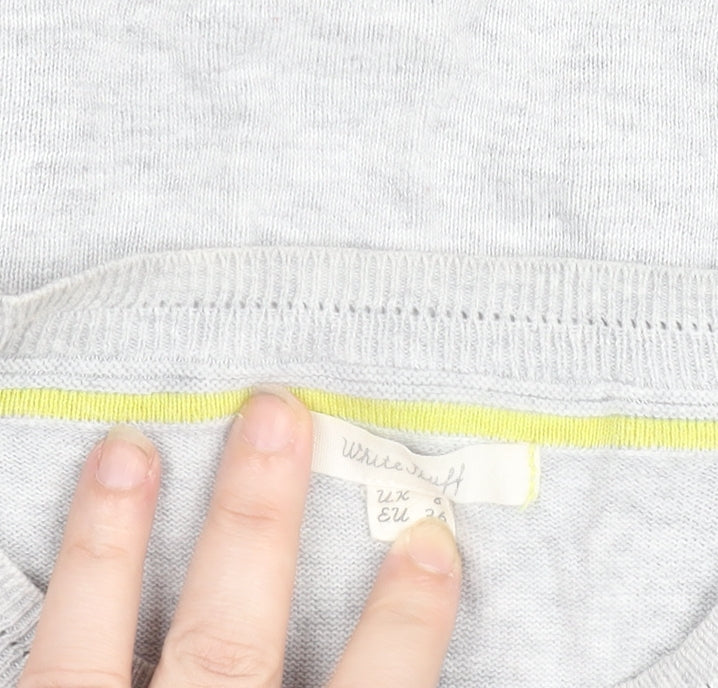White Stuff Women's Grey Cotton Modal Crew Neck Jumper Size 8