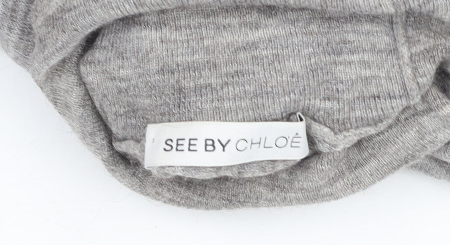 See by Chloé Women's Grey Roll Neck Long Sleeve Knit Jumper Size S