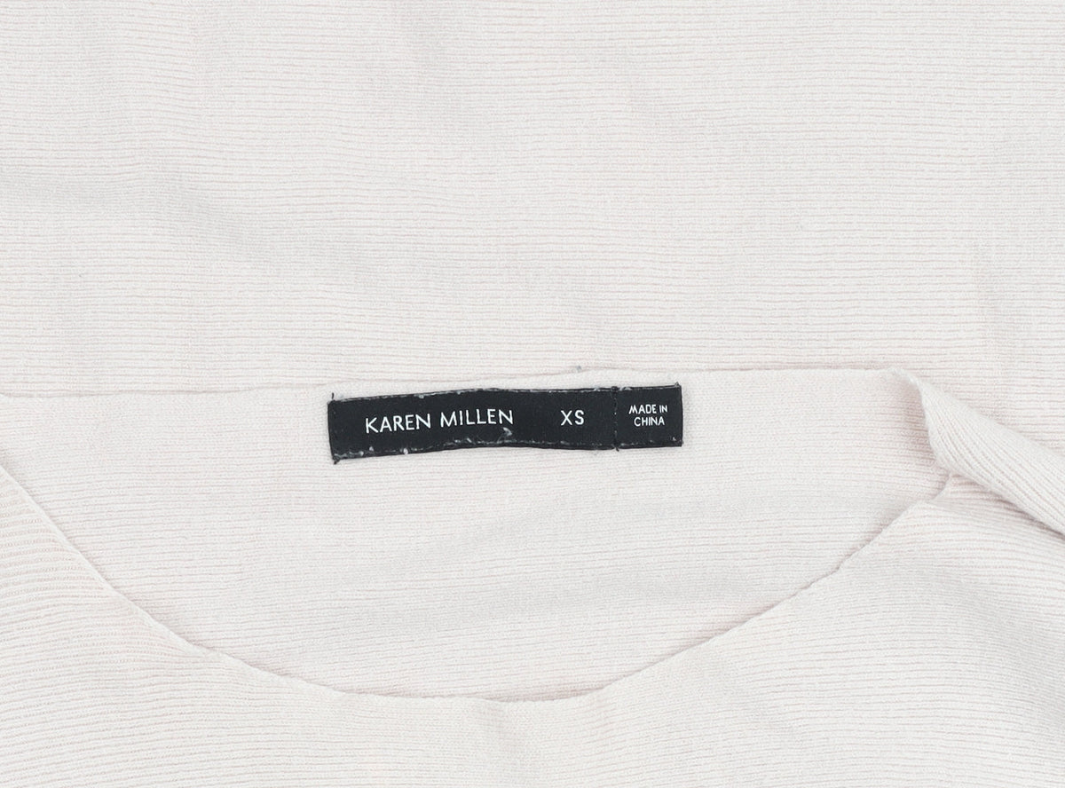Karen Millen Women’s Beige Crew Neck XS Long Sleeve Pullover Jumper
