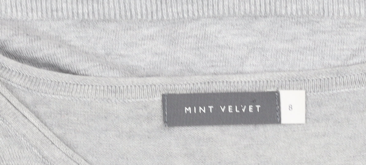 Mint Velvet Womens Grey Knit Long Sleeve Scoop Neck Blouse Size 8