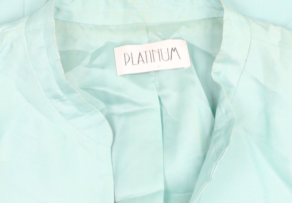 Platinum Womens Green Silk Lined Open Front Blazer Size 16