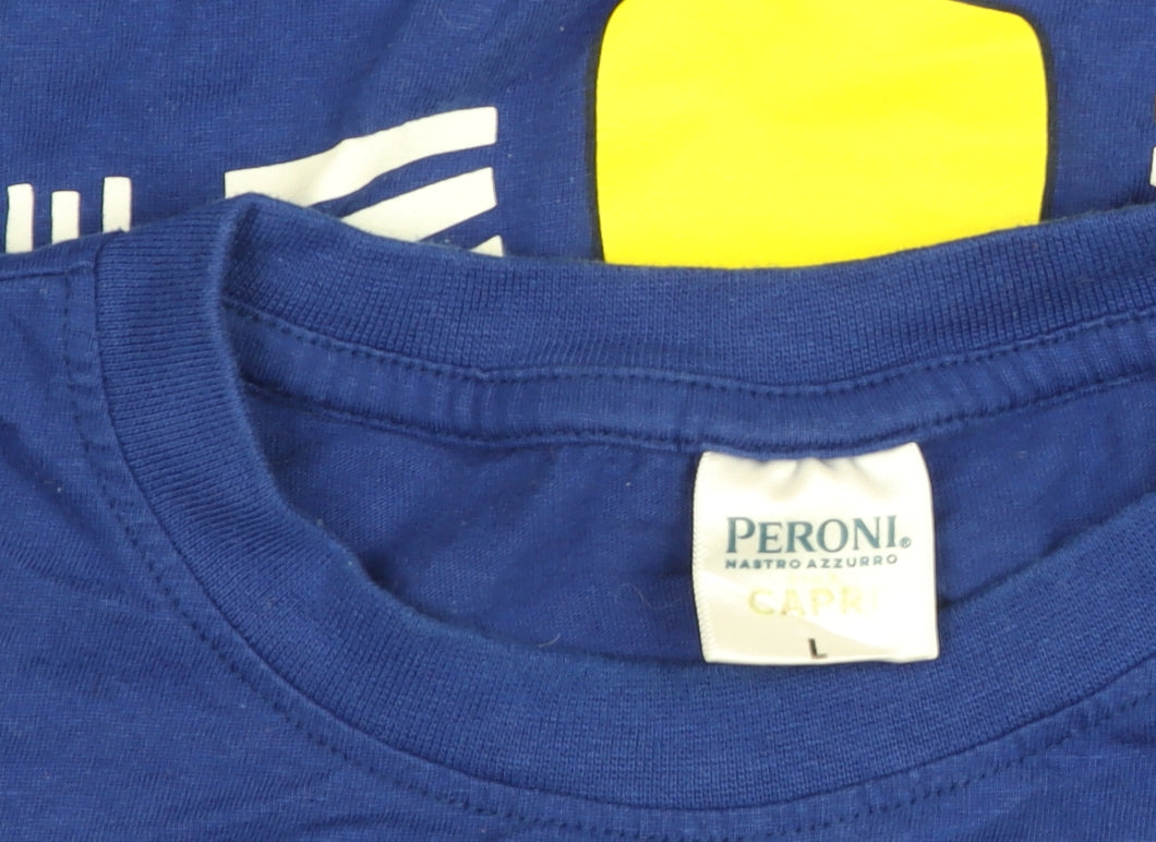 Peroni Blue Unisex Adults L Basic Cotton Short Sleeve T-Shirt