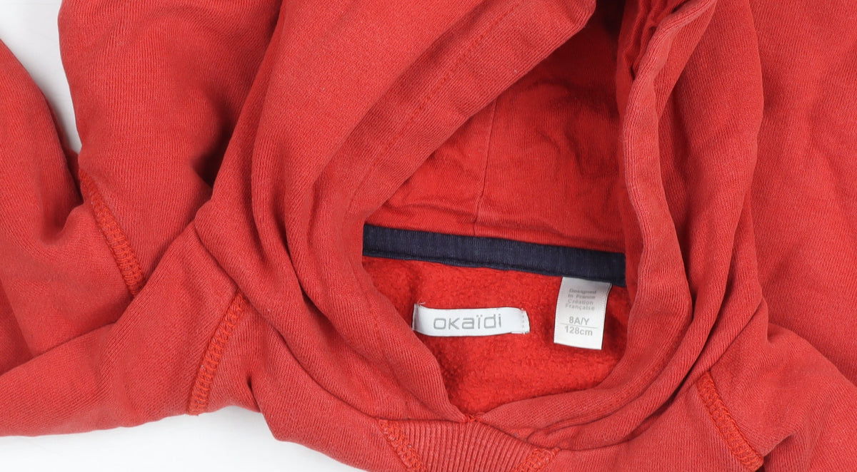 Okaïdi Boys Red Pullover Hoodie 8Y 128cm Cotton Blend Hero Design