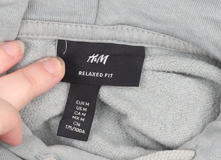 H&M Men’s Grey Relaxed Fit Pullover Hoodie Size M
