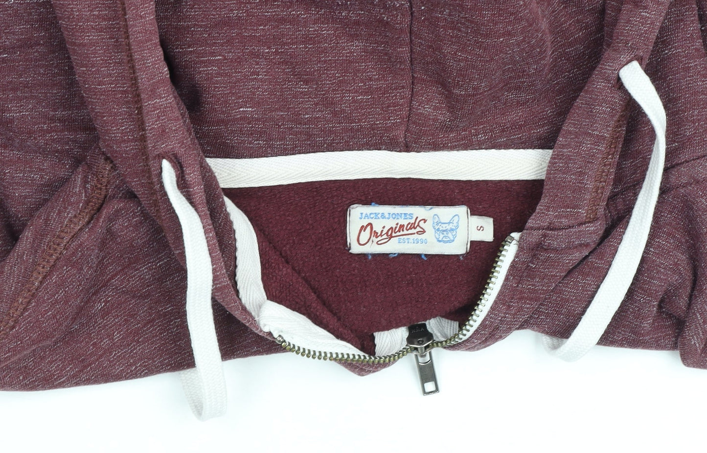 Jack & Jones Womens Burgundy Full Zip Hoodie Size S Cotton Blend