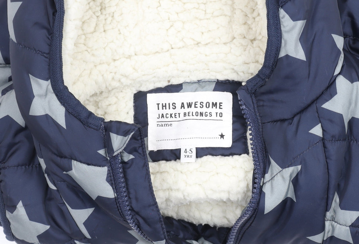 Marks & Spencer Girls Blue Star Hooded Puffer Gilet 4-5 Years