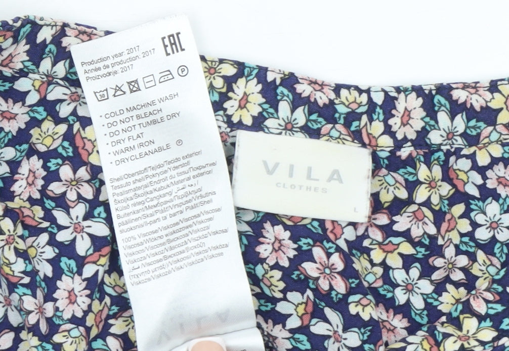 Vila Women’s Multicoloured Floral V-Neck Tunic Blouse Size L