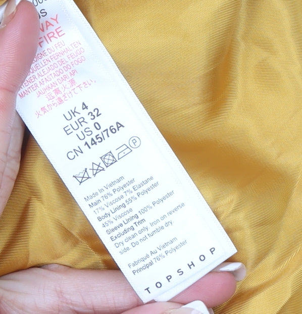 Topshop Women Yellow Double-Breasted Blazer Jacket UK 4 Slim Fit