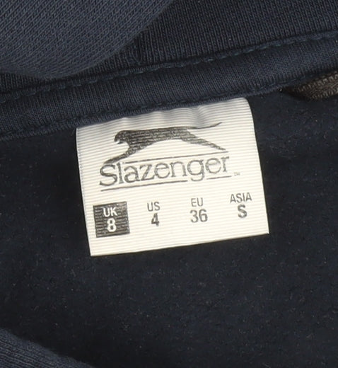 Slazenger Womens Navy Blue Pullover Hoodie UK 8 Cotton Blend Tennis Print