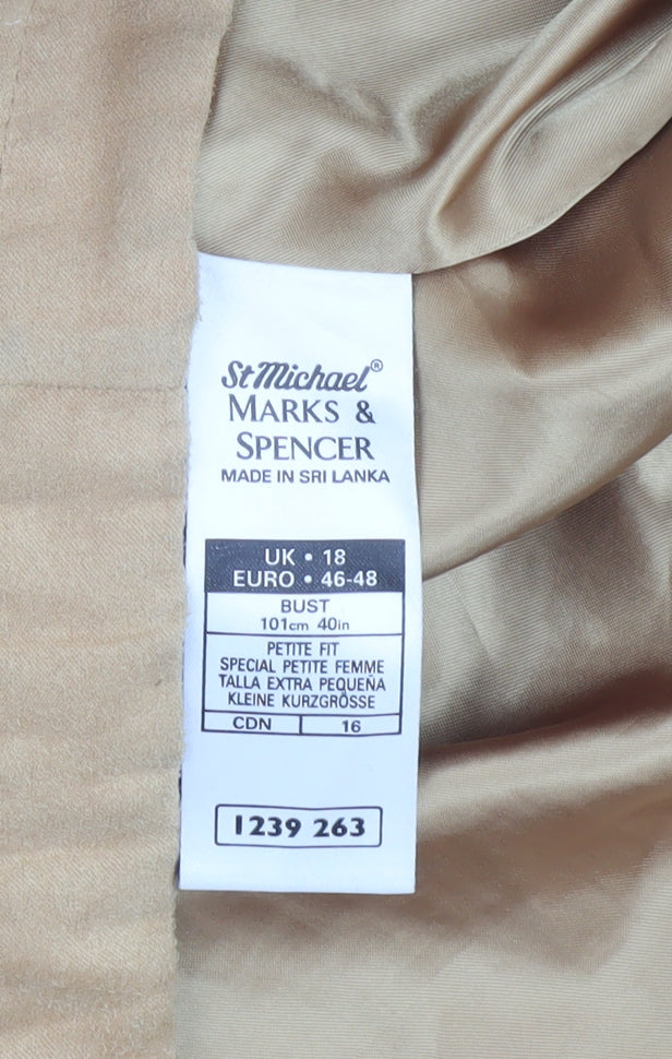 Marks and Spencer Women Beige Petite Size 18 Classic Mid-Length Coat