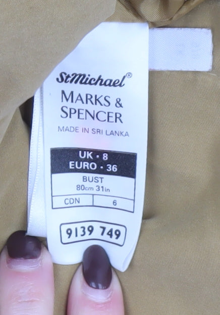 Marks & Spencer Women Brown Hooded Parka Jacket Size 8