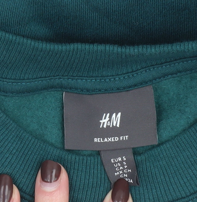 H&M Men's Green Relaxed Fit Pullover Sweatshirt Size S