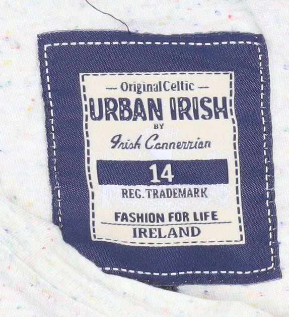Urban Irish Womens Ivory Short Sleeve Graphic T-Shirt Size 14