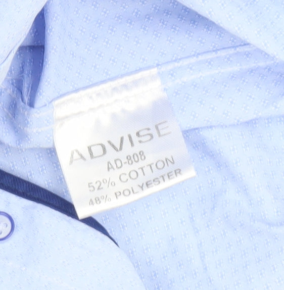 Advise Men’s Blue 2XL Tailored Long Sleeve Cotton Blend Button-Up Shirt