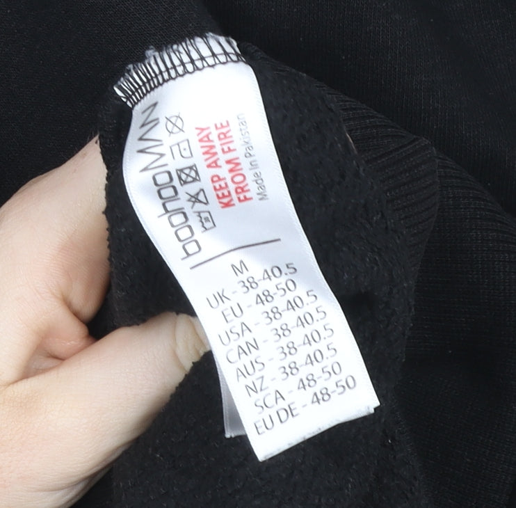 boohooMAN Men’s Black 1/4 Zip Embroidered Sweatshirt Size M