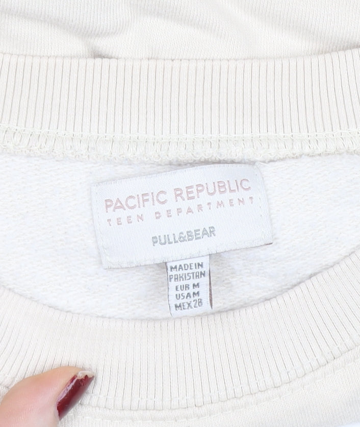 Pull&Bear Teen Beige NYC Graphic Pullover Sweatshirt Size M