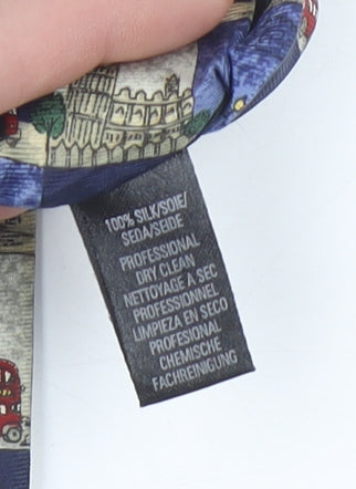 Marks & Spencer Men Blue Silk London Theme Pattern Tie 176cm