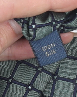Debenhams & Freebody Men's Green Geometric 100% Silk Pointed Tie