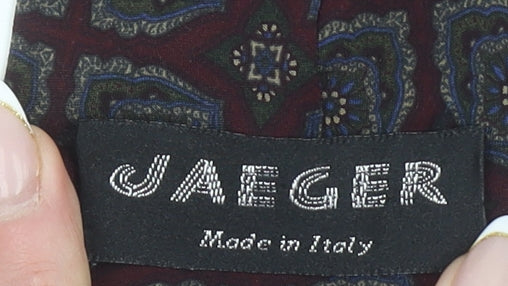 Jaeger Men's Red Geometric Slim Silk Tie Made in Italy