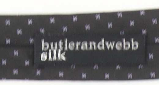 Butler & Webb Men's Black Silk Slim Polka Dot Tie
