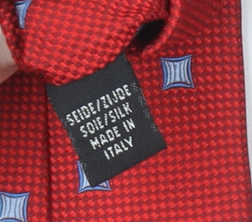 Bäumler Men’s Red Silk Geometric Pointed Tie Made in Italy One Size