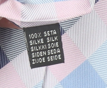 Bäumler Men's Blue Checked 100% Silk Designer Tie One Size