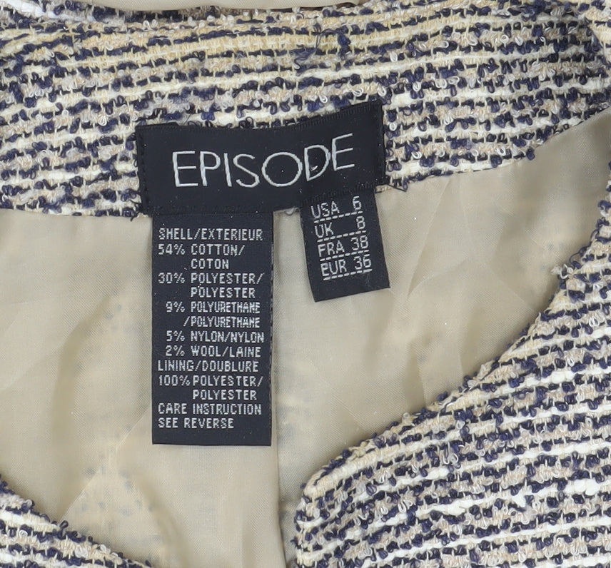 Episode Women's Beige Tweed Button Blazer Jacket Size 8
