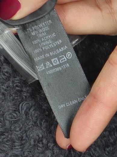 Oasis Women’s Grey Mid-Length Wool Blend Overcoat Size S