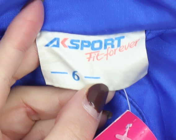 AK Sport Women's Blue Nylon Windbreaker Jacket Size 6