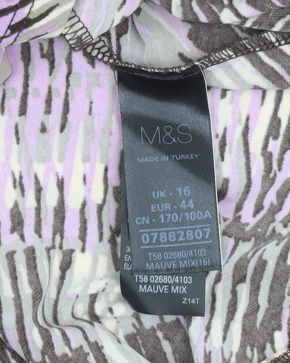 Marks & Spencer Women’s Multicoloured A-Line Jersey Dress Size 16