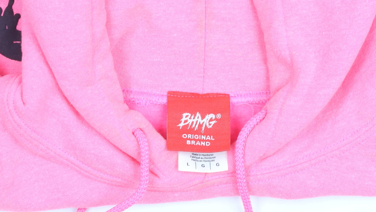 BHMG Womens Pink Pullover Hoodie L Graphic Print Cotton Blend