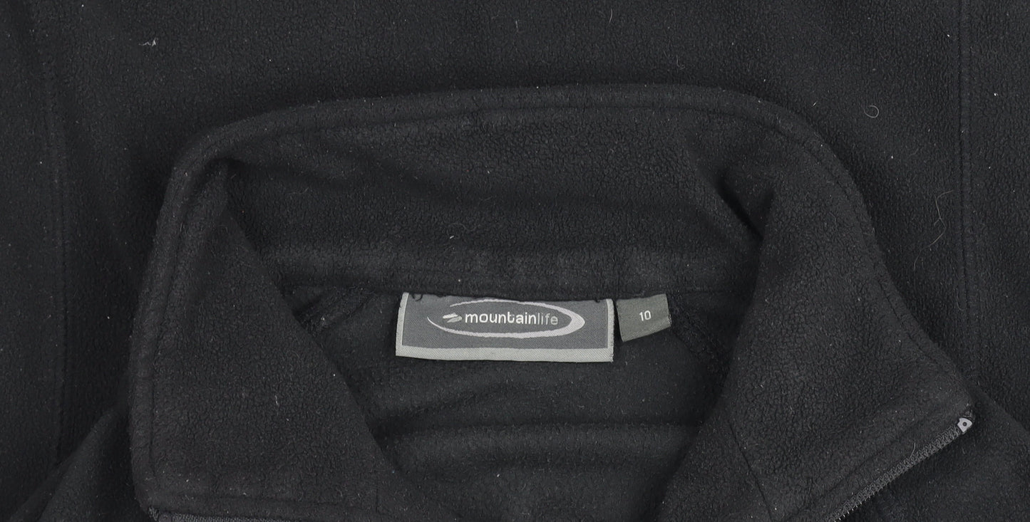 Mountain Life Women's Black Full Zip Fleece Jacket Size 10 Polyester Outdoor Wear