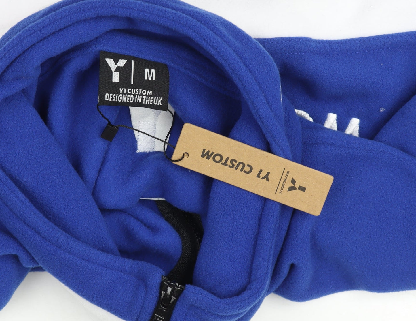 Y1 Custom Mens Blue Fleece 1/4 Zip Rugby Sweatshirt M