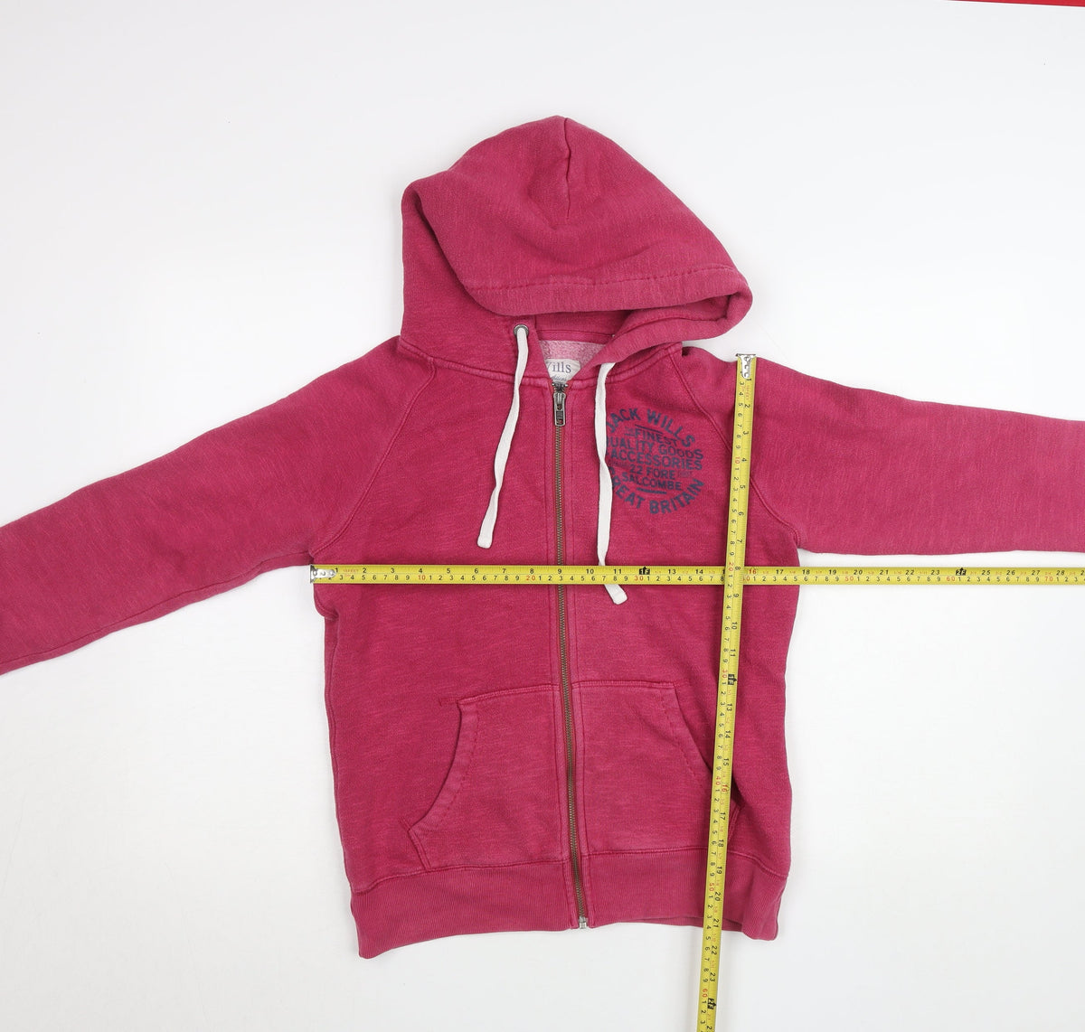 Jack Wills Womens Pink Full Zip Hoodie UK 10 Cotton Blend Casual