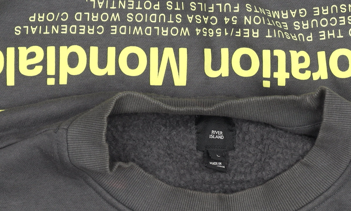 River Island Men’s Grey Graphic Tiger Pullover Sweatshirt L