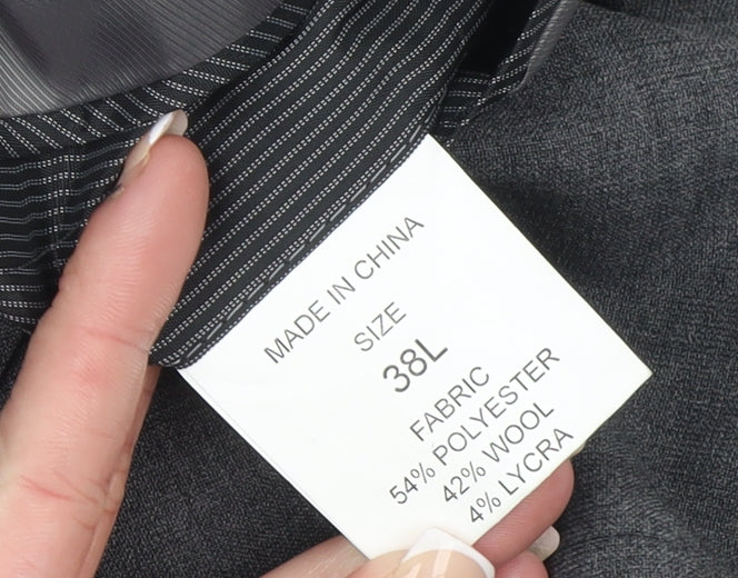 Men's Grey Wool Blend Slim Fit Single Breasted Suit Jacket 38L