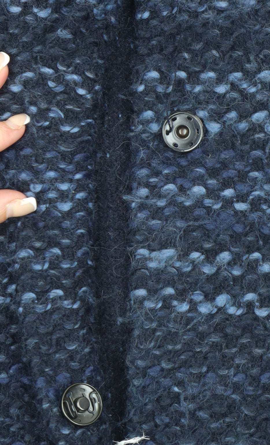 Monsoon Women Blue Chunky Knit Wool Blend Cape Jumper Size 14
