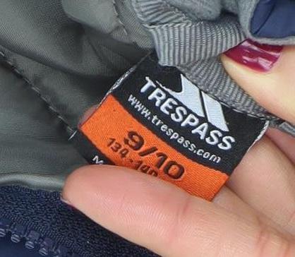 Trespass Boys Blue 9-10 Years Puffer Jacket Hooded Lightweight Outerwear