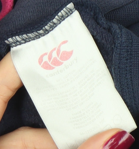 Canterbury Women’s Navy Hoodie Size 14 Cotton Pullover Embroidered Logo