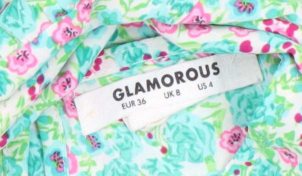 Glamorous Women's Multicoloured Floral Skater Dress Size 8