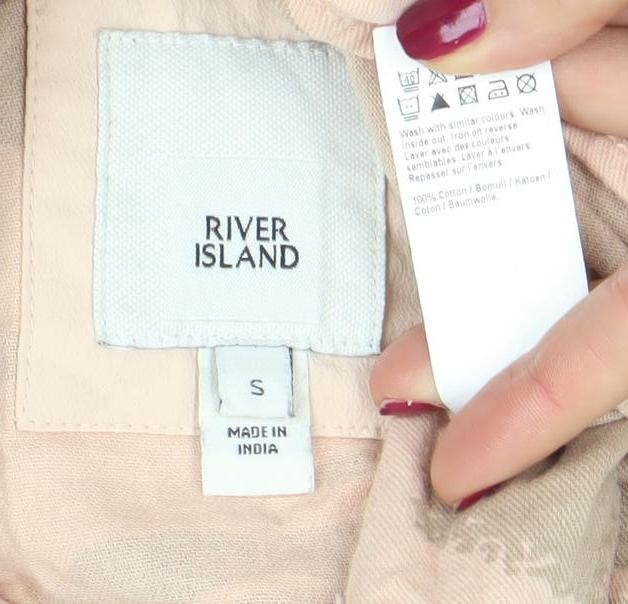 River Island Womens Beige Camo Military Jacket Size S Cotton Casual