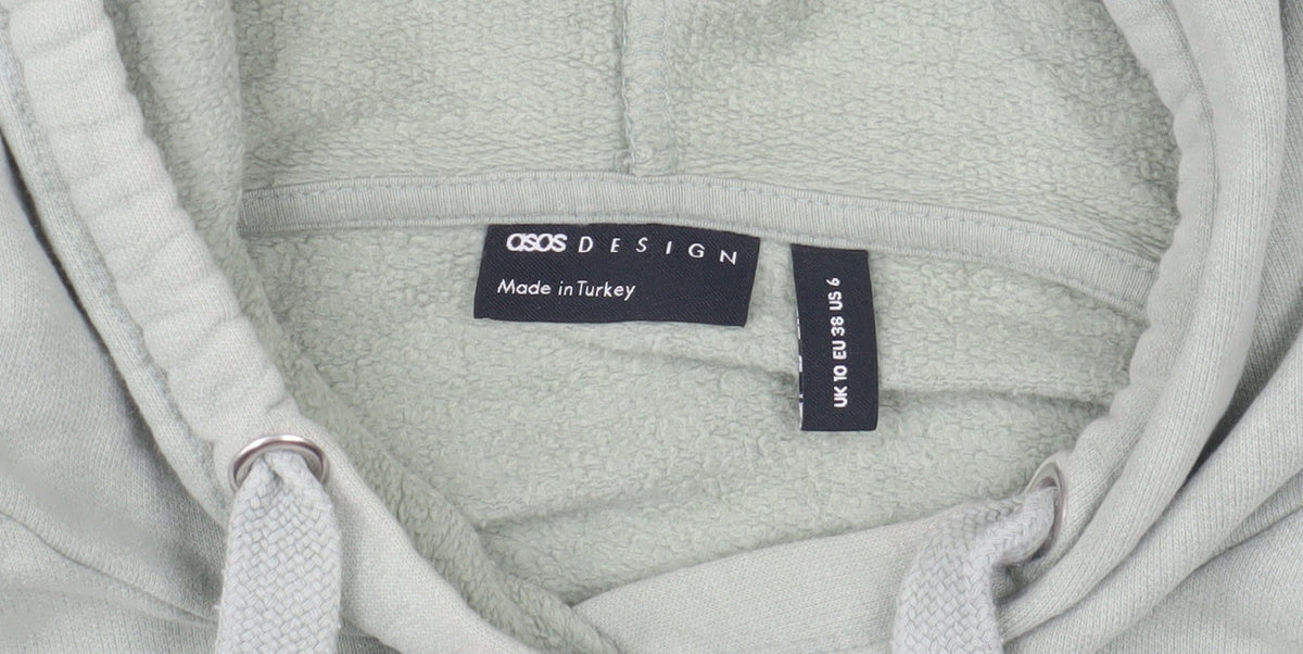 ASOS Design Women’s Green Hoodie UK 10 Cotton Pullover
