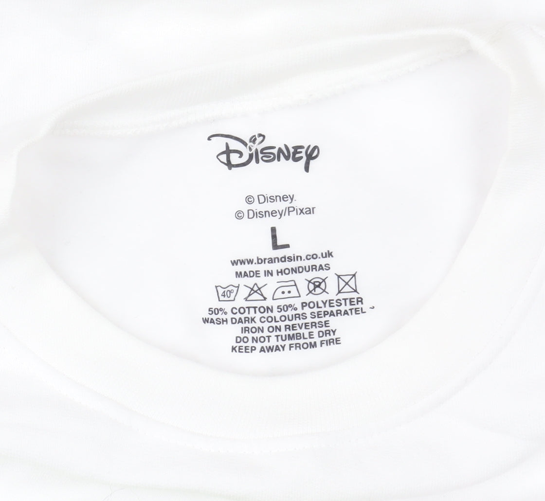 Disney Women's White Alice in Wonderland Sweatshirt L Graphic Print Pullover